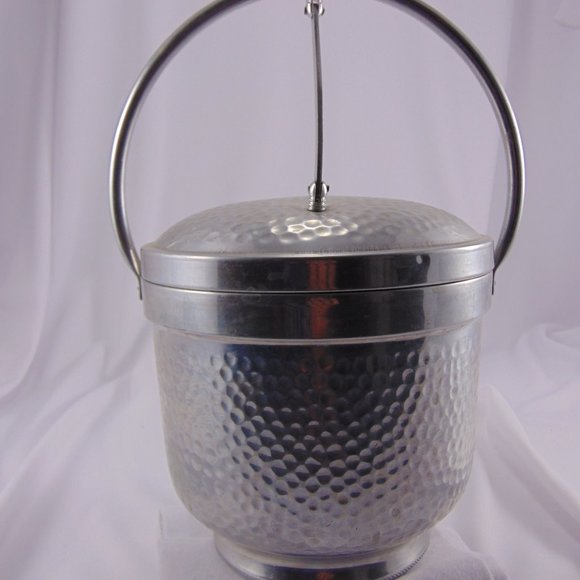 Italian Other Italian Hammered Aluminum Hinged Lid Ice Bucket